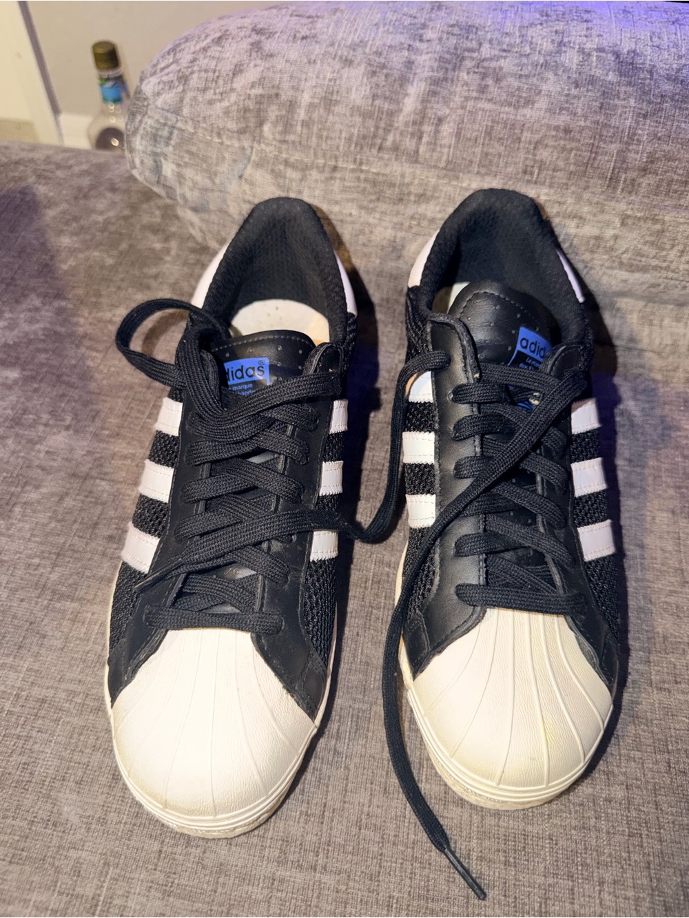 Adidas Superstar 80s Black White Ecru Mesh Shell Toe Sneakers Men’s 8.5